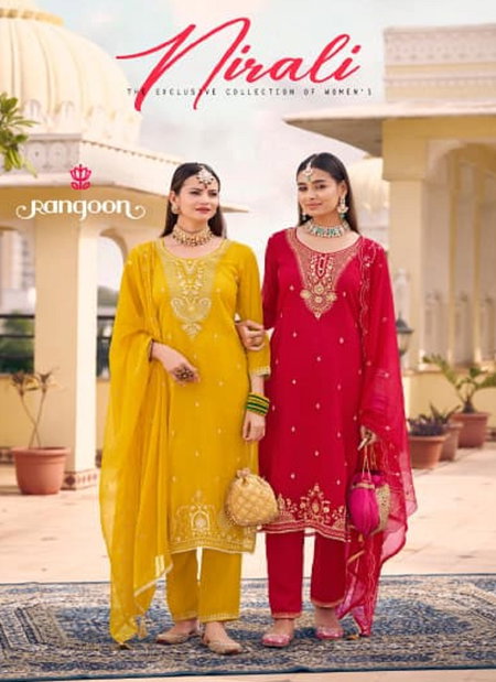 Nirali By Rangoon Chiffon Surat Kurti With Bottom Dupatta Wholesale Market
